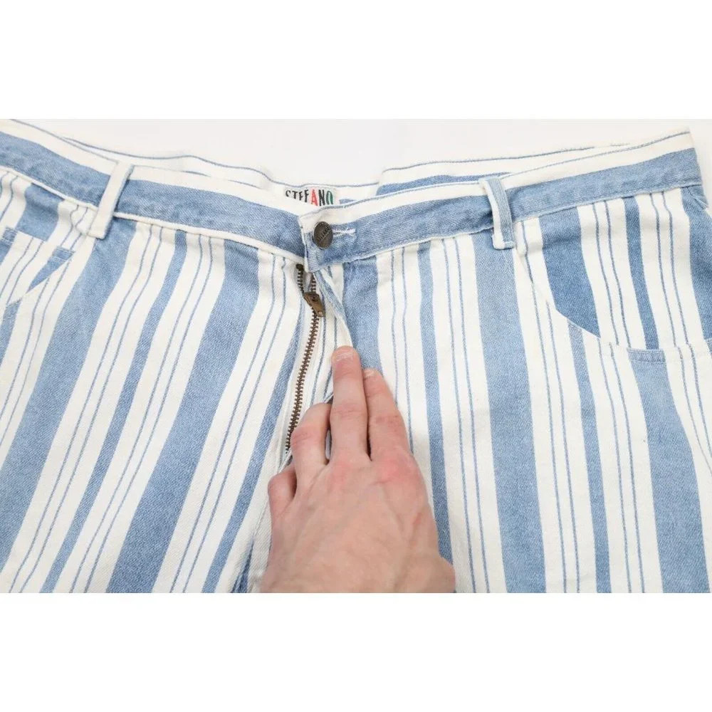 NOS Vintage 90s Streetwear Womens 26 Plus Striped Baggy Fit Denim Shorts Jorts